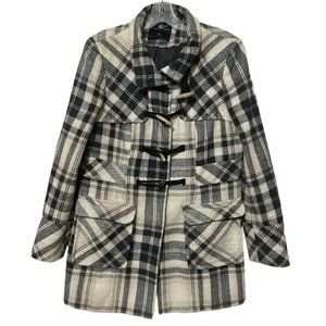 Dorothy Perkins Womens Coat Plaid  Peacoat Toggle Buttons Wool Blend